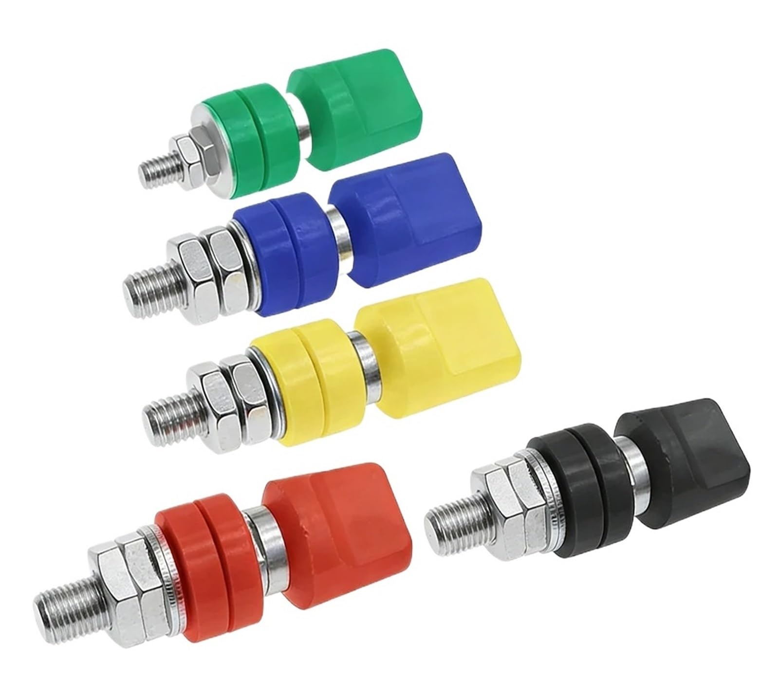 5 Stück 50-100 A Messing-Muttern mit Kappen M6/M8/M10 Bananenstecker 4 mm für große Stromkreise (Schwarz, M8 70 A)