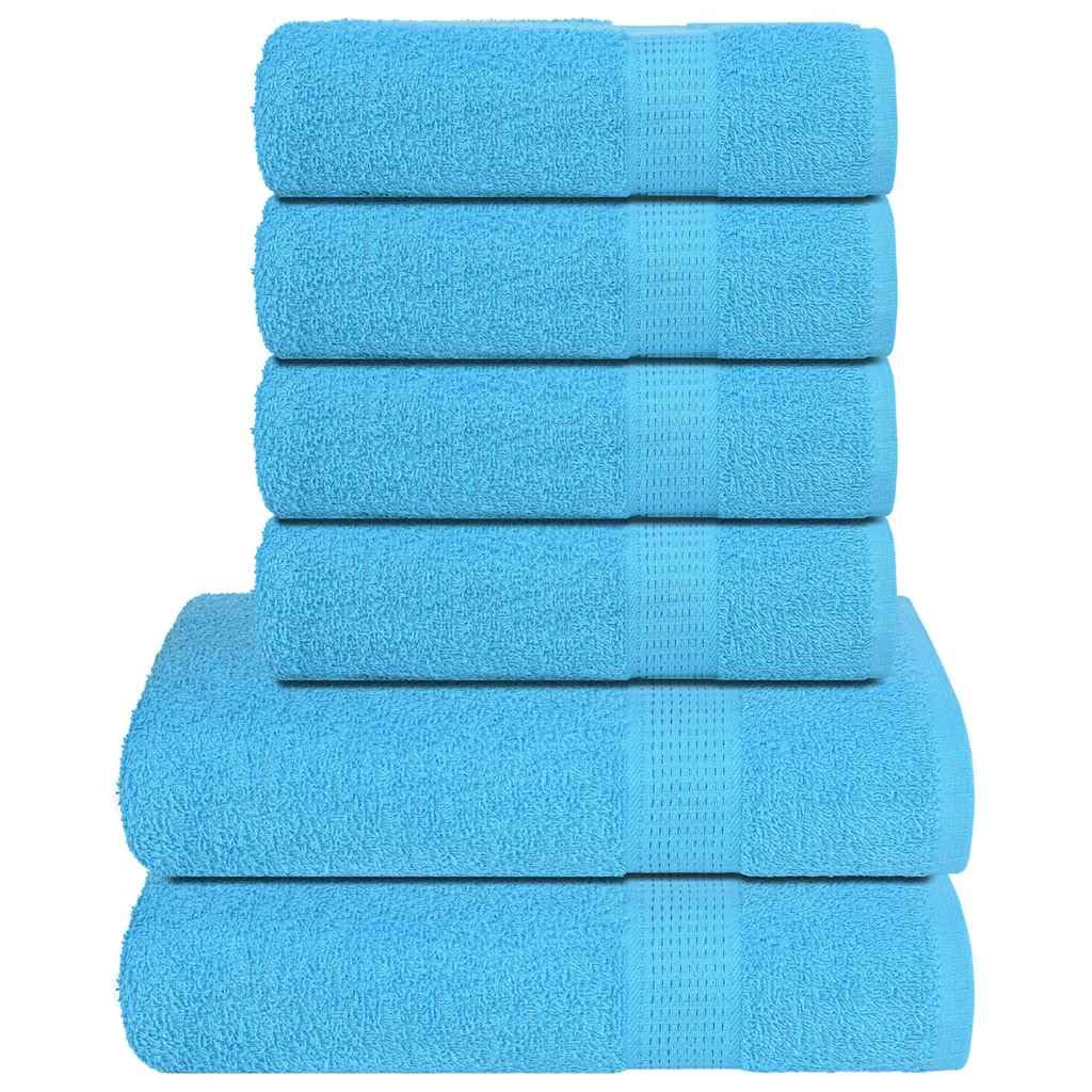 Lot de 6 serviettes de bain en coton turquoise 360 g/m²