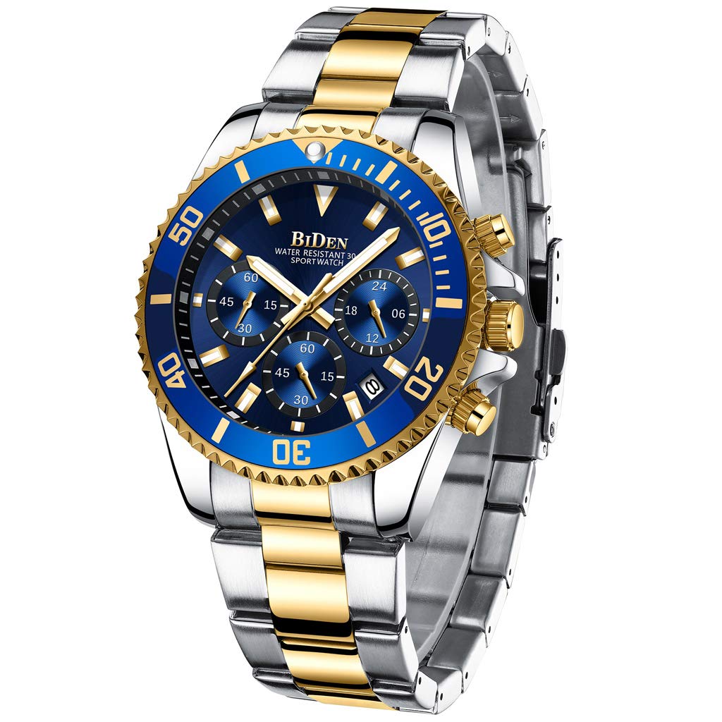 BIDEN BIDEN-0163 - Reloj analógico de Cuarzo para Hombre con Correa de Acero Inoxidable