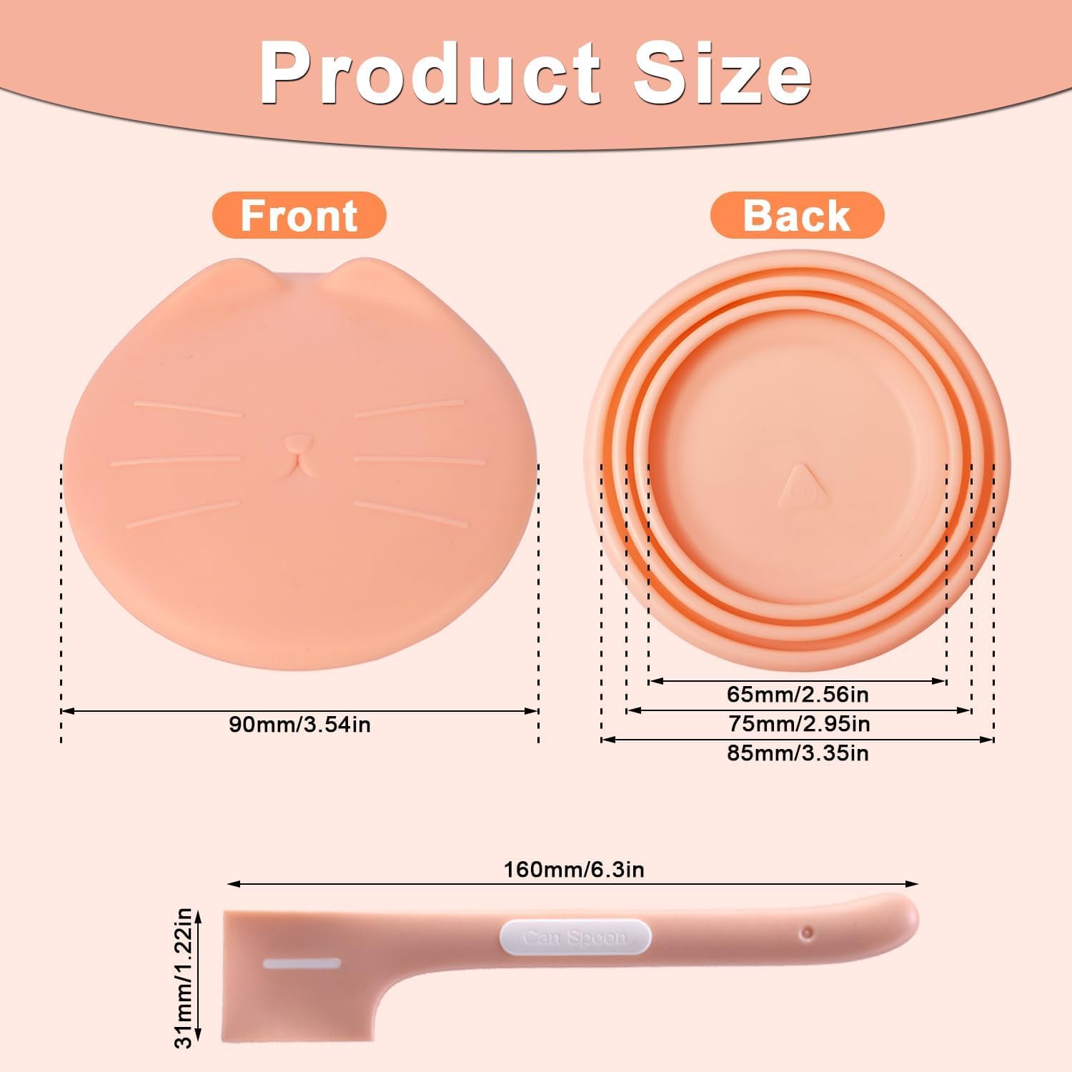 MEISO 2 Pezzi Coperture per Lattine per Animali, Tappi per Lattine con Taglia 3 in 1, Coperchi per Scatolette di Cibo per Animali con 2 Cucchiai, per la Conservazione del Cibo per Cane Gatto (Rosa)