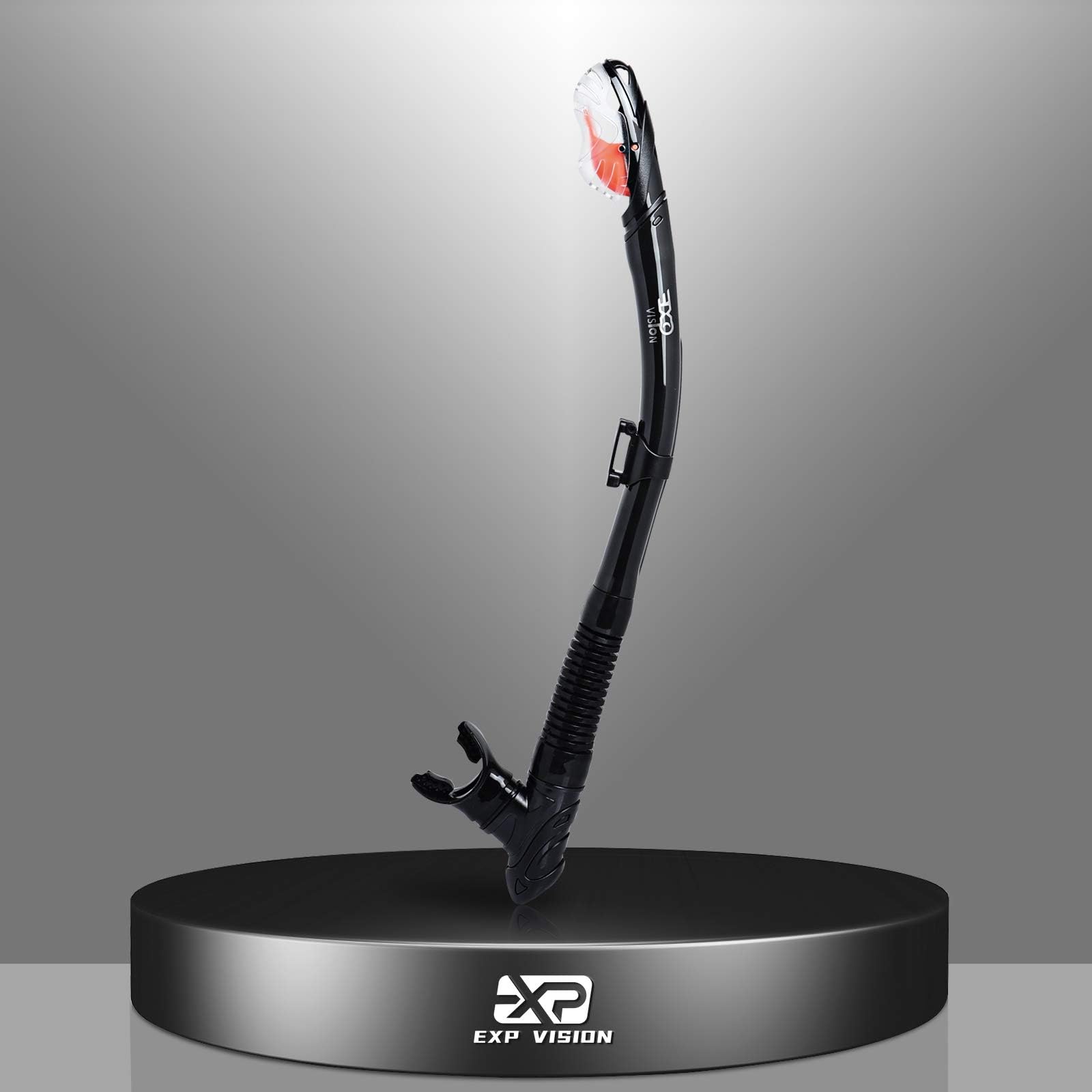 Dry Snorkel, Adult Diving Snorkel Free Breath Dive Snorkel Tube Food-Grade Silicone Mouthpiece Snorkeling Gear Top Valve and Headstrap Clip for Snorkeling Swimming