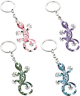 4pcs gecko keychain, car pendant small gifts, colorful lizard keychain