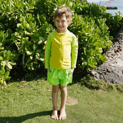 Image of SwimZip Boys' Long Sleeve Rash Guard & Swim Shorts Set - UPF 50+ Sun Protection