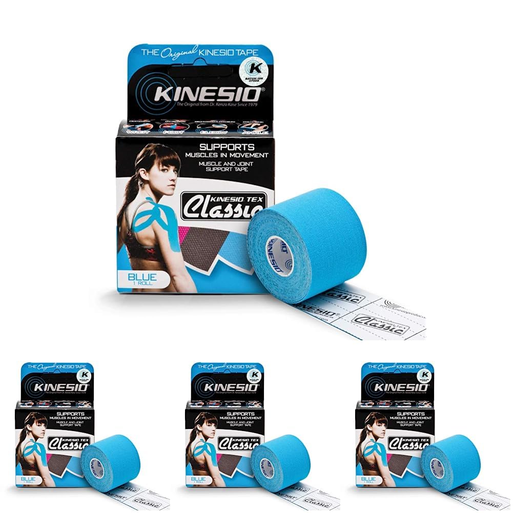 Kinesio Taping - Elastic Therapeutic Athletic Tape Tex Classic - Blue – 2 in. x 13 ft (Pack of 4)