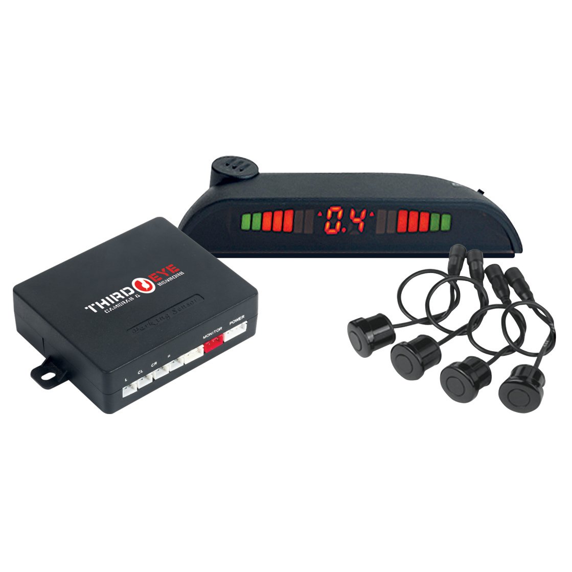 Metra Third Eye 4 Sensor Rear Parking Kit with LED Display and Audible Alert (Black)