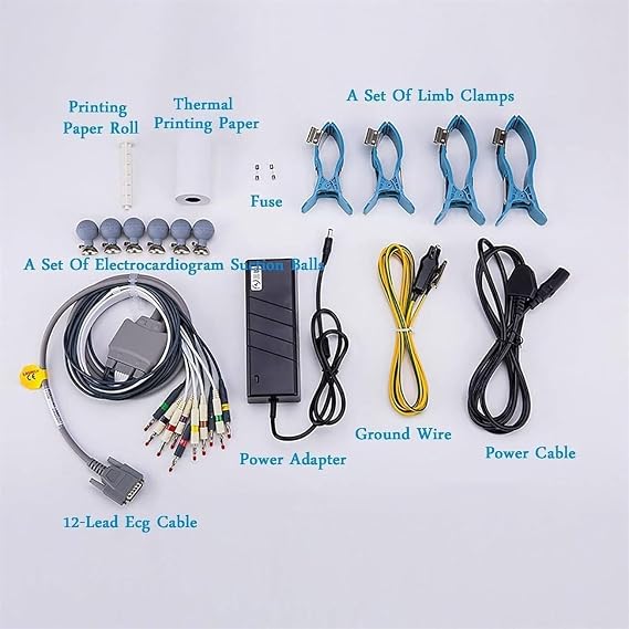 Portable ECG Machine - Mobile Heart Monitor, 12-Lead 3-Channel Color LCD Electrocardiograph, Digital EKG Monitor With Printing Paper For Home Use