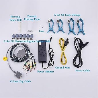 Portable ECG Machine Digital Electrocardiograph,Mobile 12-Lead Heart Monitor,with 3-Channel Color LCD, Digital EKG Device For Home Use, Includes Printing Paper