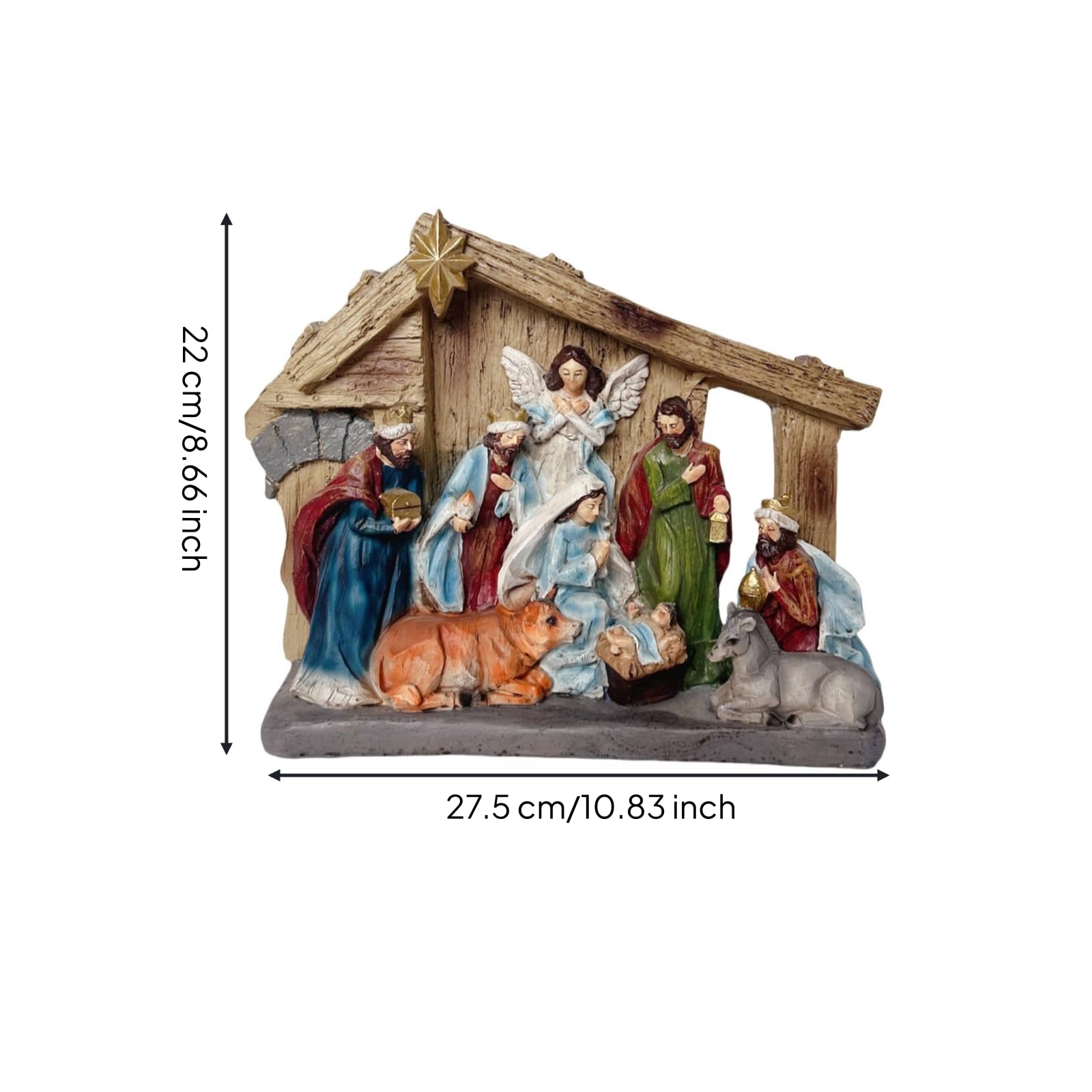 rockible Presepe con Capanna Natalizio Presepe da Tavolo Rustico Decorazione per Collezionisti