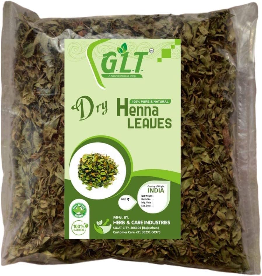 G.L.T. Dry Henna Mehandi Leaves 100% NATURAL & ORGANIC (Henna Leaves 200gm)