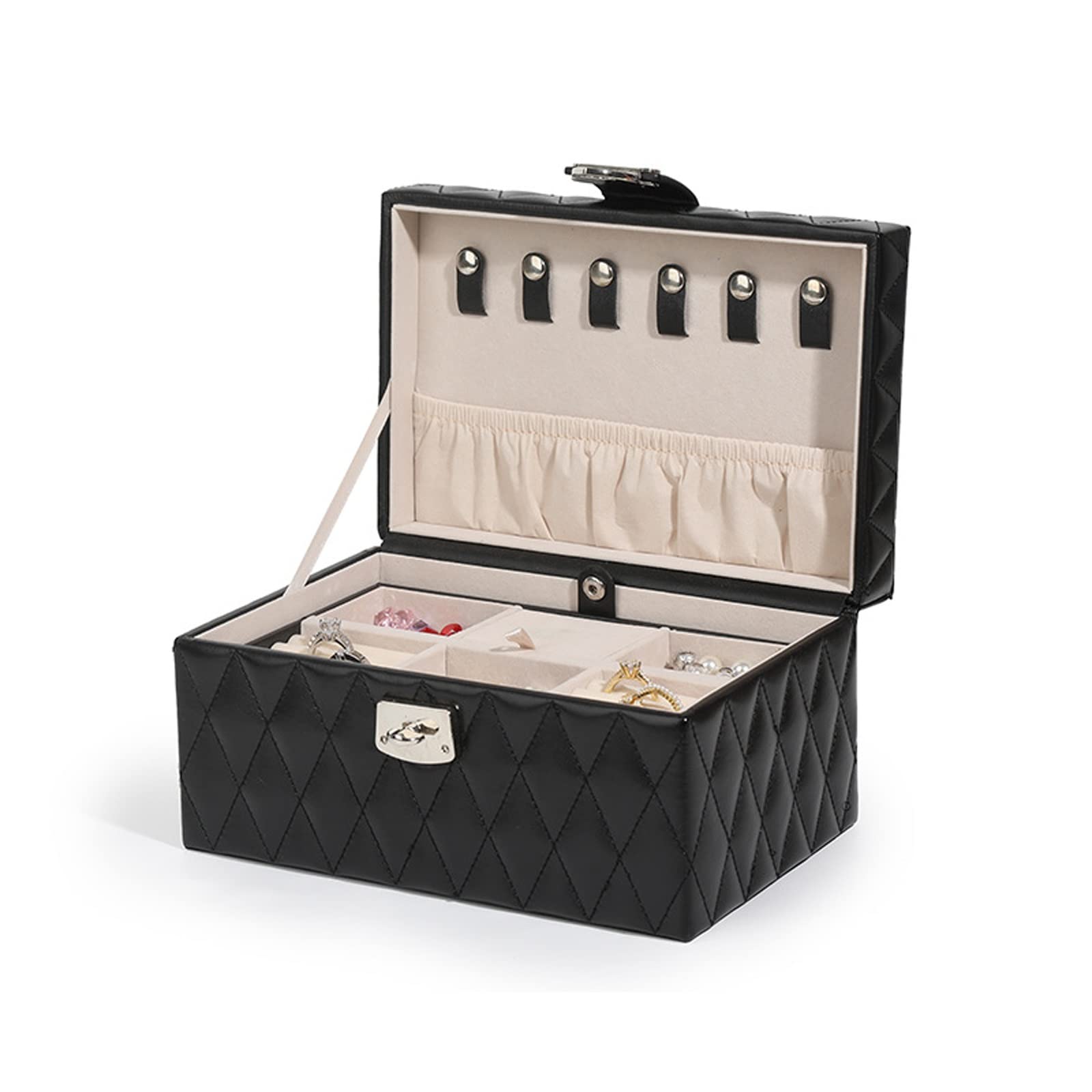 Jewelry Box Large-Capacity Jewelry Storage Box Mirror Jewelry Organizer for Girl Woman Earrings Necklace Bracelet Jewelry Boxes Mirror