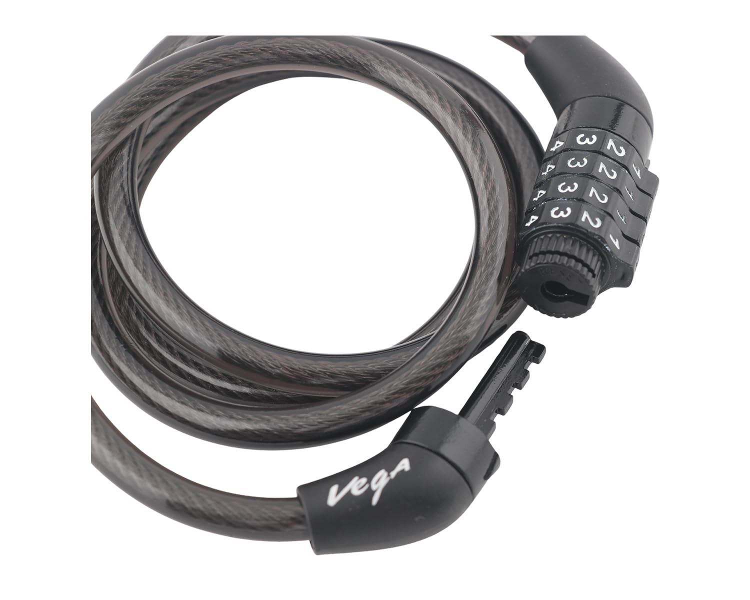 Vega Numeric Cable Lock 4-Digit Combination Cycle Locks for Bicycle Helmet Lock for Mens Bike Multipurpose Locking-Black