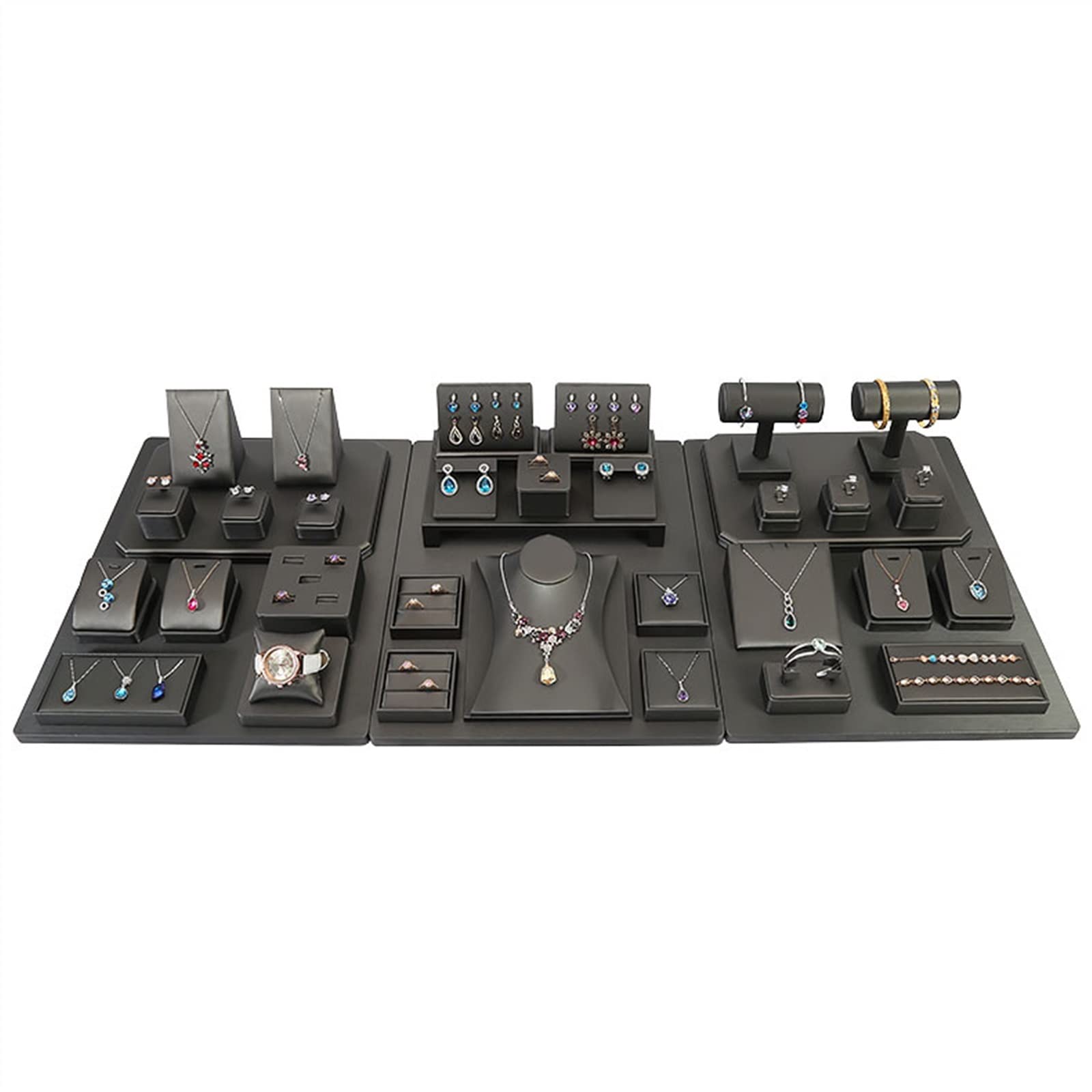 Schmuckaufbewahrung Halsketten-Ausstellungsständer-Set, Leder-Schmuck-Organizer