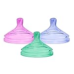 Boon Nursh Platinum Food-Safe Silicone Baby Bottle Nipples - Fast Flow - Baby Bottle-Feeding Supplies Fits All Boon Nursh Bottles - Colorblock - 3 Count - Ages 6 Months and Up