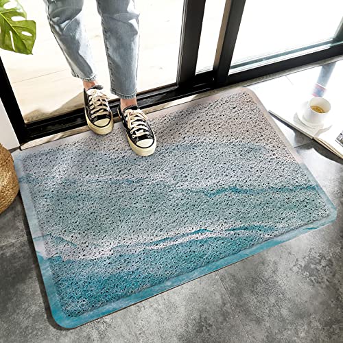 Pvc Doormat Entrance Rugs Heavy Duty Welcome Mats, Summer Beach Outdoor Indoor Mats Non Slip Rubber Backing For Front Door/Yard/Garage/Garden, 24"X 35" Ocean Nautical Coastal Seaside Auqa Beige #TOP11