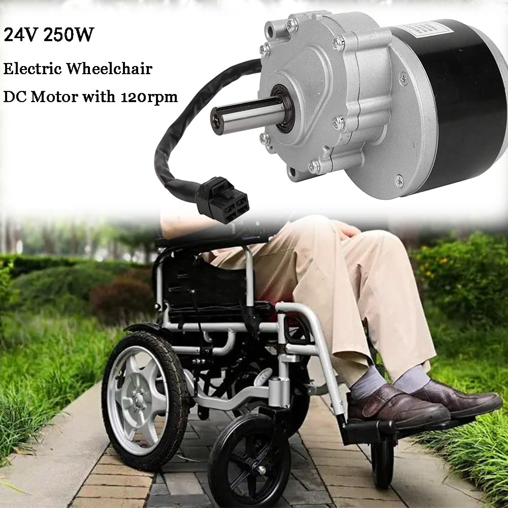 MY1016Z Moteur électrique brossé pour fauteuil roulant 24 V 250 W Moteur électrique BrusheElectric à engrenage brossé Moteur CC avec 120 tr/min peut fonctionner avec joystick (24 V)