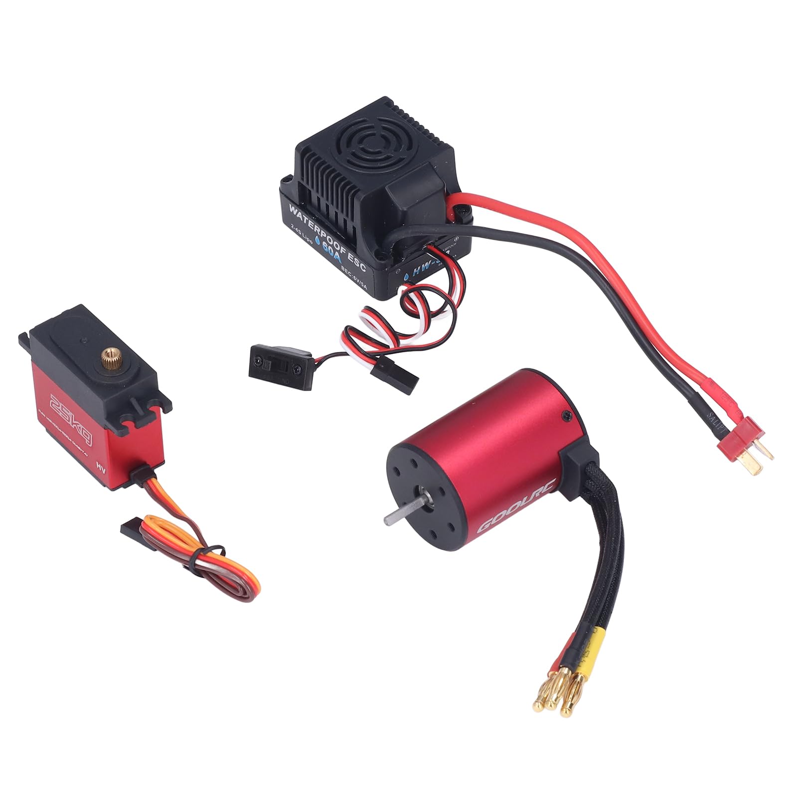 Pwshymi Zestaw Silnika Bezszczotkowego S3650 z Silnikiem 5200KV i 60A ESC do Samochodu 1/10 RC, Stop Aluminium o Wysokim Momencie Obrotowym, Wodoodporna Konstrukcja