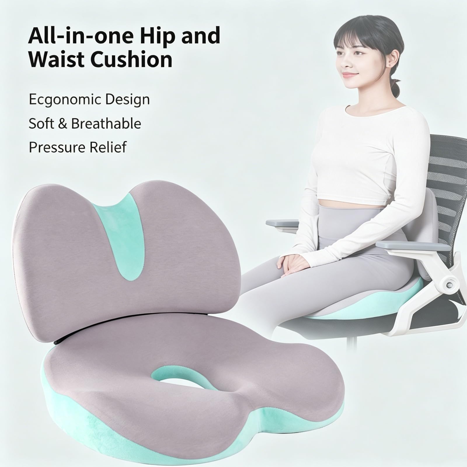 Cojín de asiento ergonómico con soporte lumbar