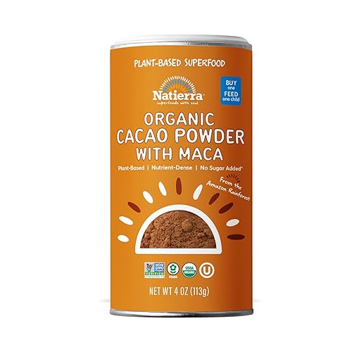 Natierra Himalania Cacao orgánico en polvo con coctelera de maca Superalimento sin OMG 4 onzas