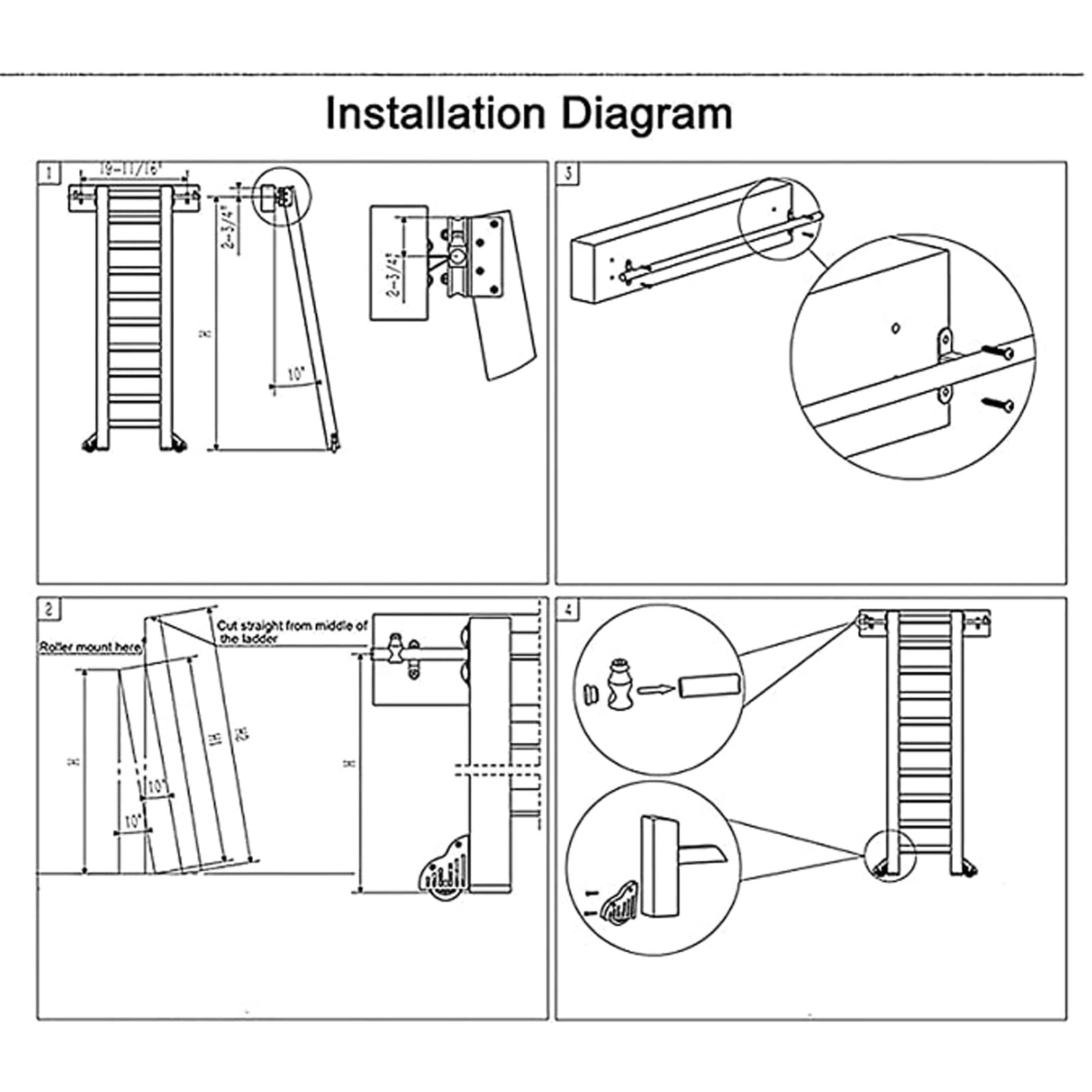 Kit de Escalera corrediza para Biblioteca de Hardware de Escalera rodante retráctil, riel para Puerta corredera (con Ruedas de Rodillos para el Piso), riel de Escalera móvil de Tub