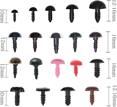 Miniatura 3 de SOTOGO 760 piezas de plástico negro para ojos y narices con arandelas de varios tamaños para muñeca, títere, oso de peluche, animal de peluche