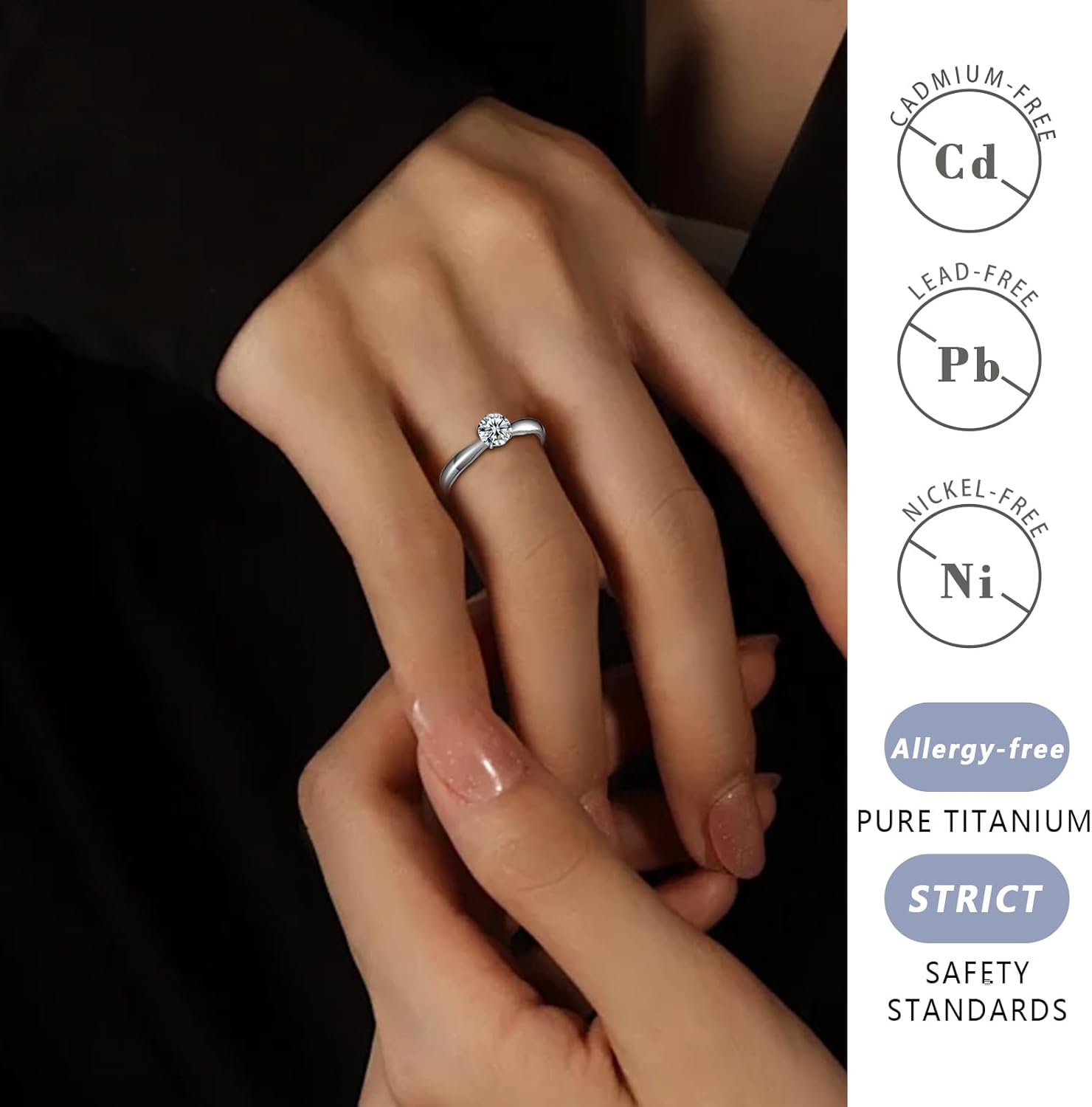 TGNEL 2CT/0.9CT CZ Titanium Engagement Ring Wedding Band for Women Wife | 8mm AAAAA Cubic Zirconia Round Cut Womens Band Ring Comfor fit Size 5-9
