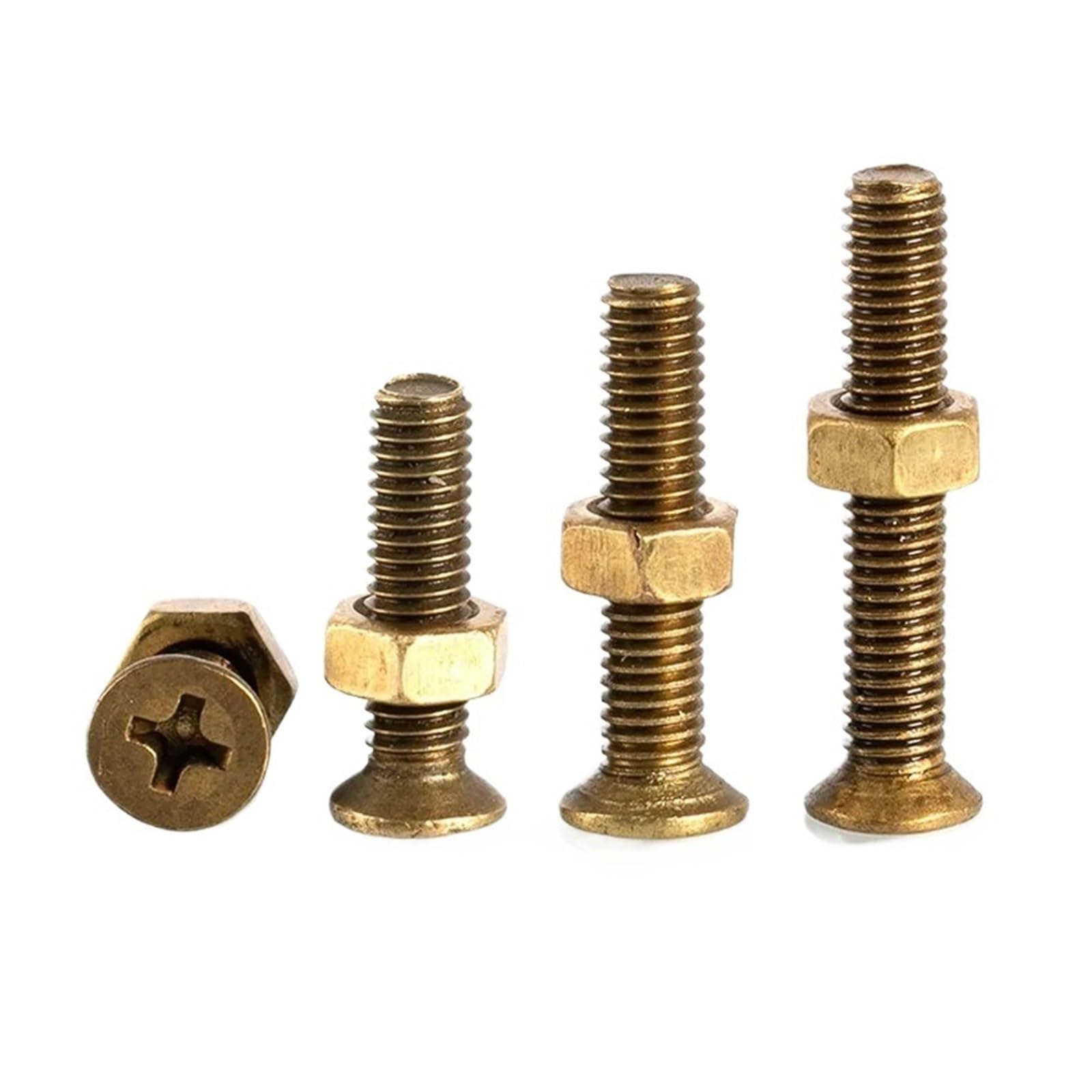 Schrauben, M2, M2,5, M3, M4, M5, M6, 2-in-1, Messing, Kupfer, Senkkopf, Kreuzschraubenmuttern, Kombinations-Kreuzschlitzschraube, Sechskantmutter-Sets (M6 x 40 mm, 5 Sets)