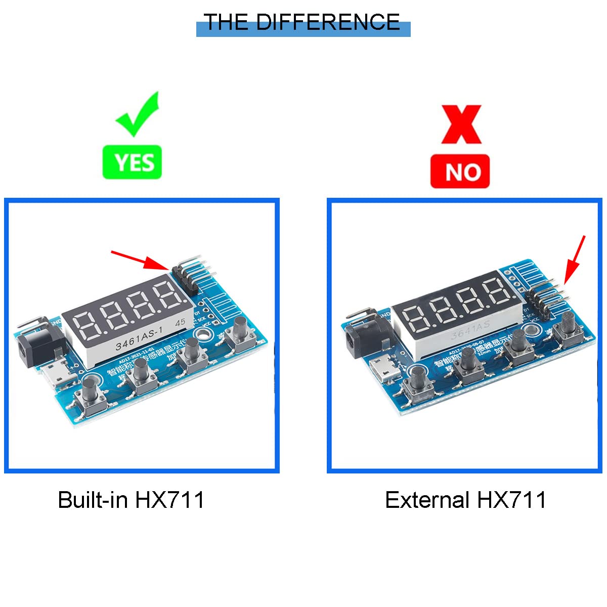 DKARDU HX711 Digital Load Cell Module A/D Module Weight Pressure Sensor Display 24 Bit Weighing Meter Electronic Scale Display Meter with Micro USB Cable