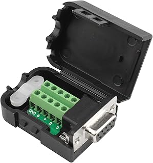 D-SUB DB9 Female Breakout Connector to Screw Wiring Terminal Connector Signal Module RS232 9-pin 2-Row Serial Adapters Port Breakout Board Solder-Free Solderless Module (Female Adapter with Case)