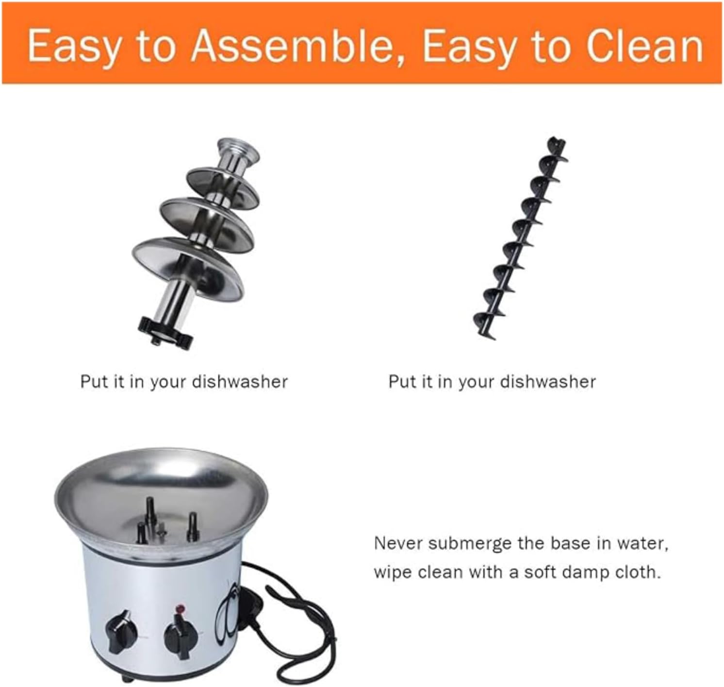 Stainless Steel Chocolate Fountain, 4 Tiers, Large Chocolate Fountain, Chocolate with Melting Function, Suitable for Fruit and Cakes