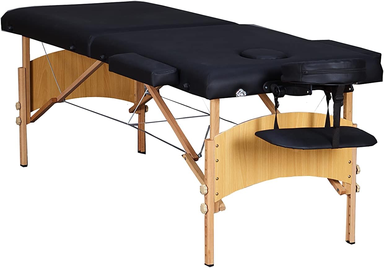 AmazonCommercial Portable Folding Massage Table With Carrying Case, 84'', Black