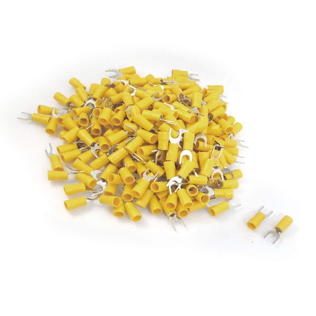 New Lon0167 12-10 AWG Destacados Terminales de horquilla eficacia confiable aislante con funda de PVC amarillo, conector 500 pcs(id:709 f7 1b 1a7)