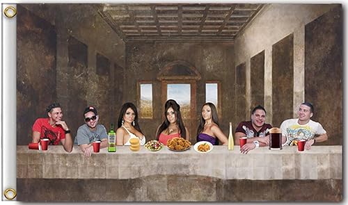 Miniatura 1 de DEIMUGL Bandera divertida de The Last Family Dinner de 3 x 5 pies, bandera de pared de cueva de hombre, tapiz meme para dormitorio universitario,