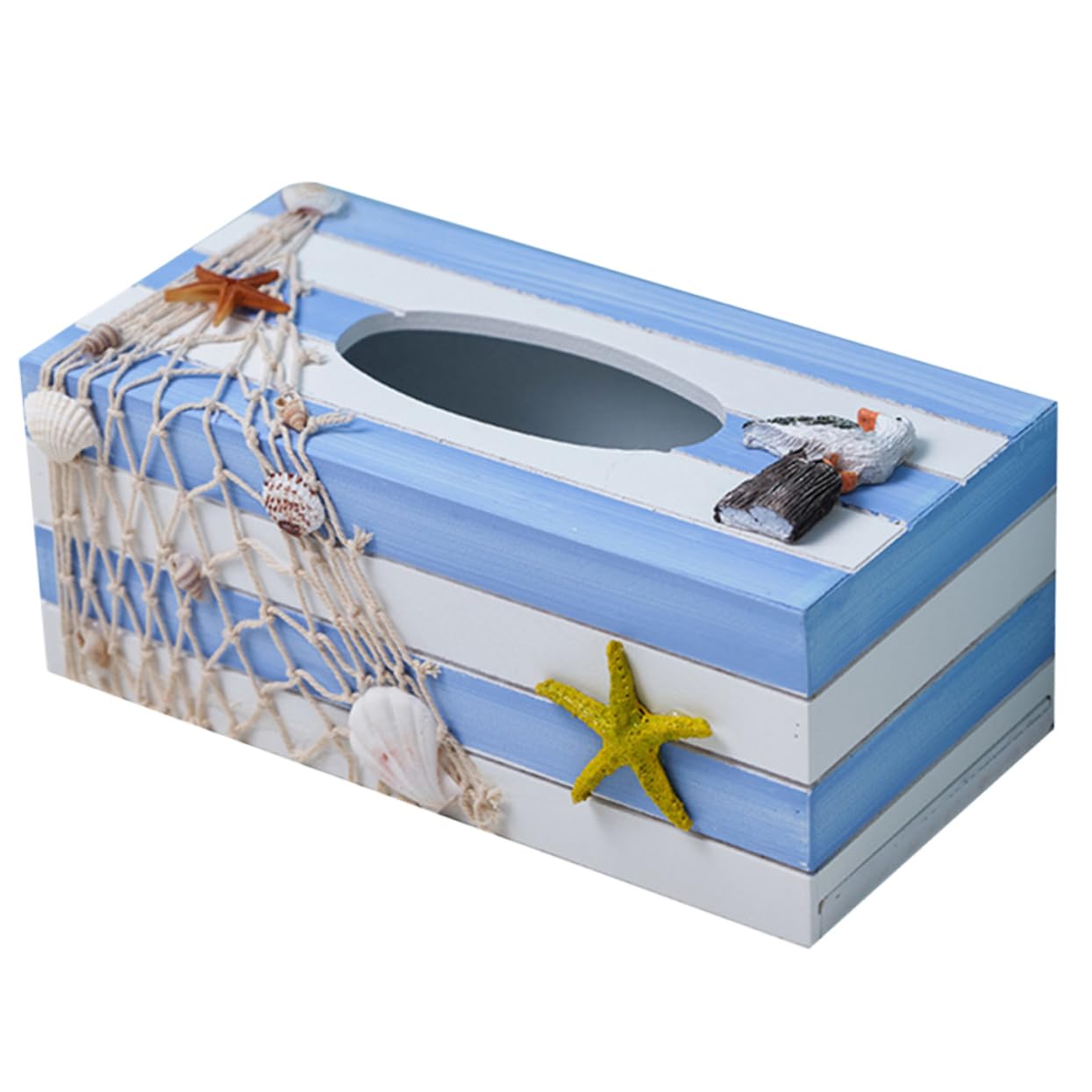LIFKICH Elegant Decorative Tissue Box Rectangular Cover Coastal Style Ocean-Themed Home Decor