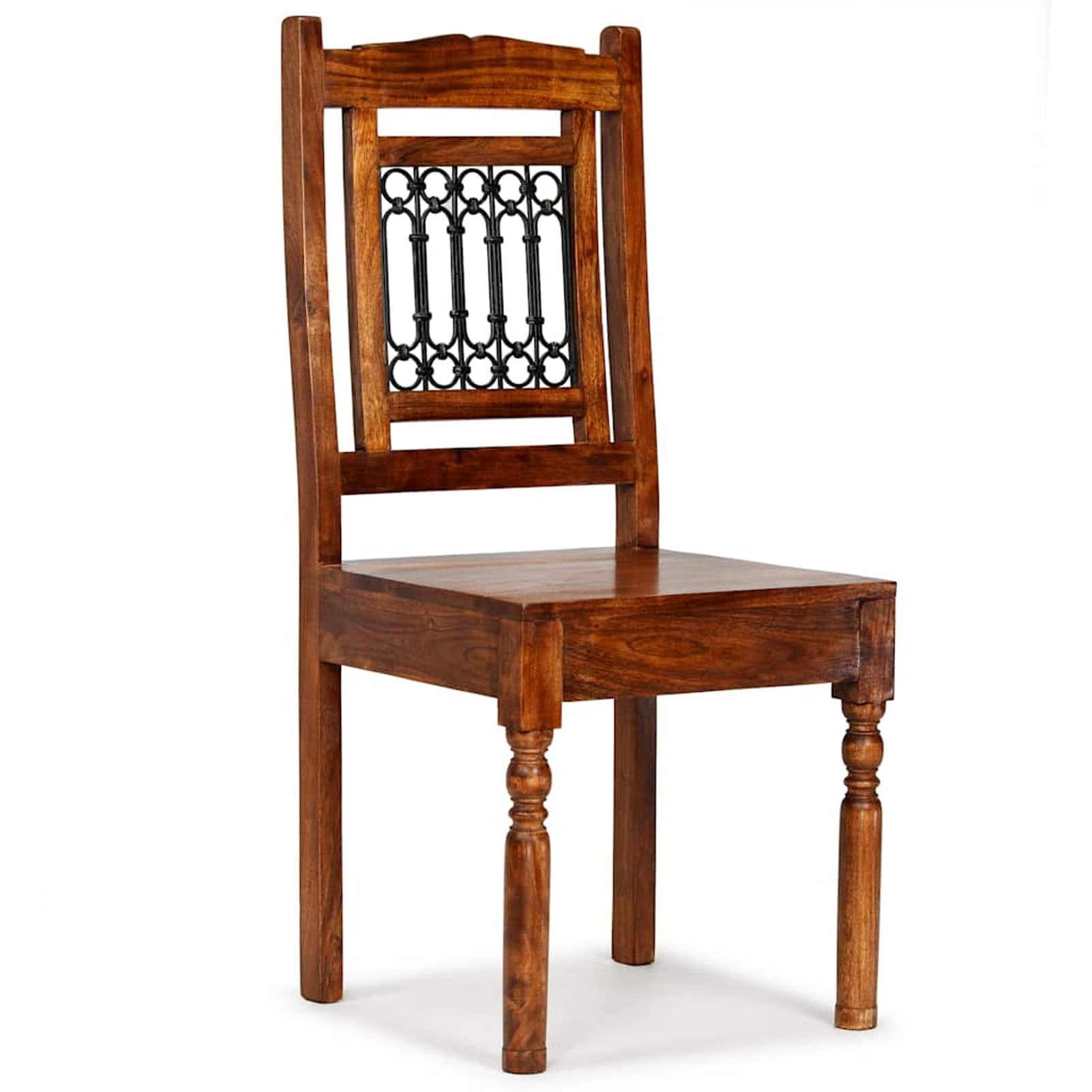 Juego de 2 sillas de comedor, madera maciza de acacia con acabado miel, 43 x 43 x 100 cm, marrón, para cocinas clásicas