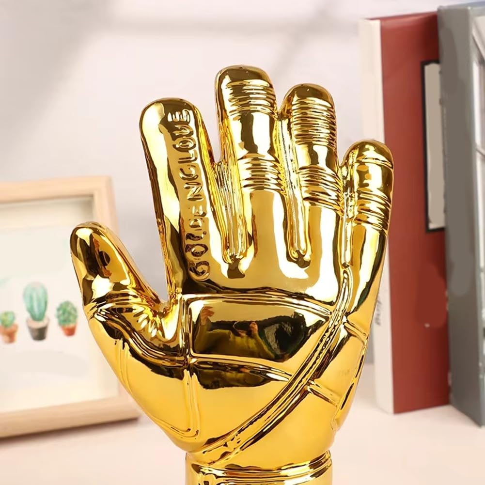 Trofeo de Fútbol, Trofeo de Portero, Forma de Guantes, Copa de Trofeo Grande Dorada para Competiciones de Ortografía y Partidos Deportivos.