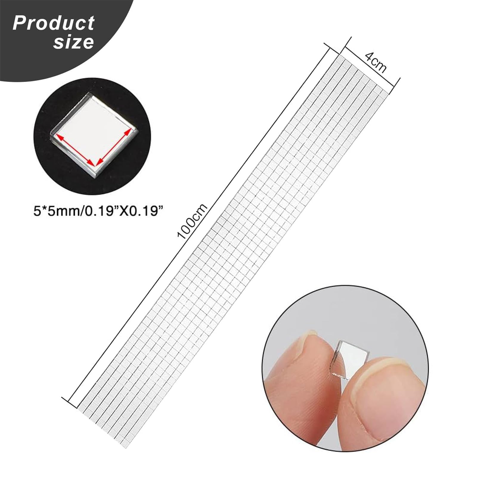 Zelfklevende MozaïEktegels - 3 Stuks(4*100*0.1cm) - 5 x 5 mm - Mini-Vierkante Glazen