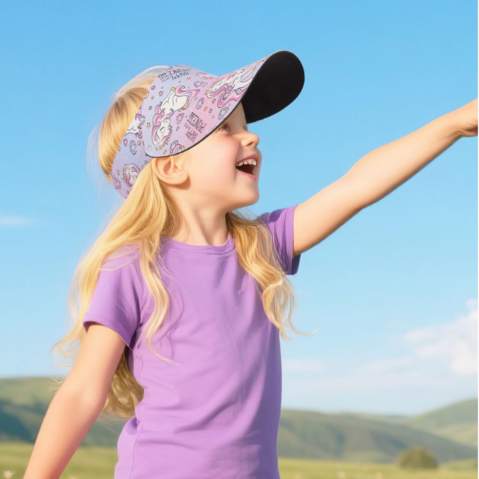 QKURT Sombrero con Visera para niños, de 2 a 12 años, para niñas y niños, para Golf, Deportes, Anti-UV, para Verano, de ala Ancha, para Exteriores, Tenis, Ciclismo, Playa, Viajes.