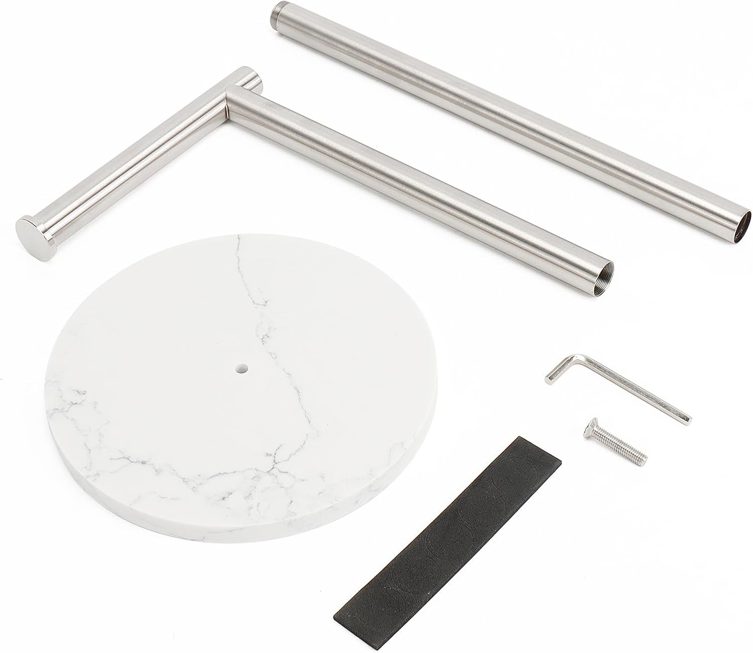 NearMoon Bath Toilet Paper Holder Stand- Modern Tissue Roll Holder Standing with Balanced Base, Rustproof Toilet Roll Holder for Bathroom/Kitchen Countertop (Brushed Nickel, Marble Base)
