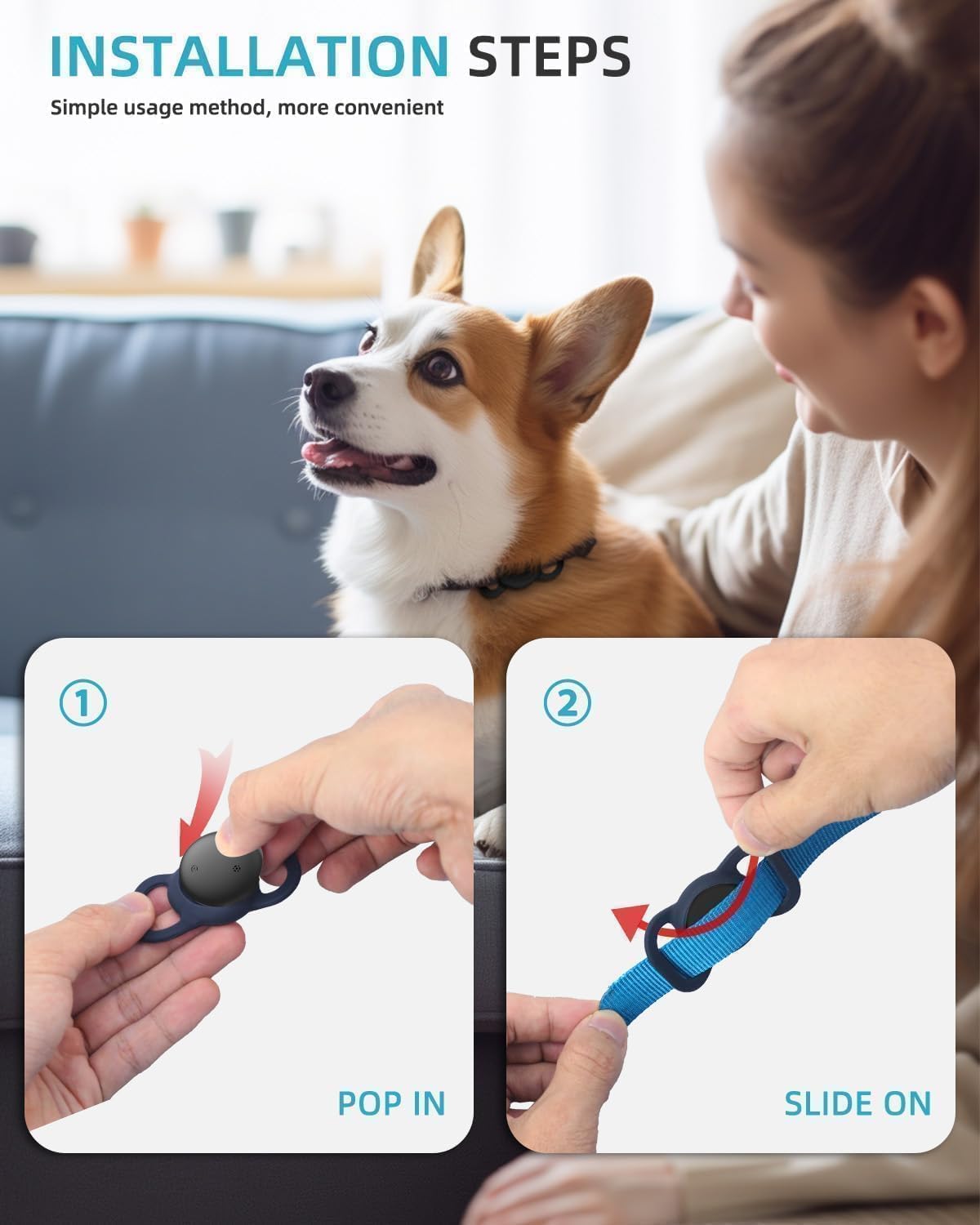GPS Tracker for Dogs (1 Pack), Mini GPS Cat Tracker, Smart Pet Activity Tracker (iOS Only), No Monthly Fee, Compatible with Apple Find My, Anti-Lost, Finder Tag for Vehicles/Pets/Items/Kids