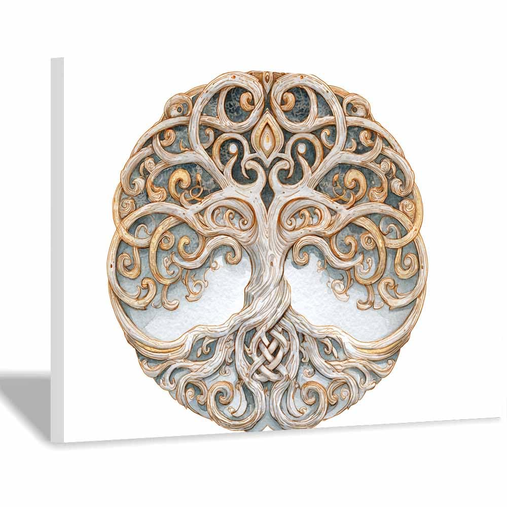 ZAMAEIU Tree of life wall art Twining-veined trees abstract canvas wall, For Bathroom, Living Room, Bedroom, Office.Gift for Home Decor(brown)-30x50cm Framed