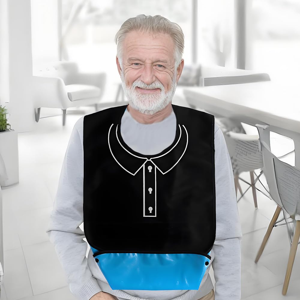 Elderly bib, suitable for both men and women, adult, reusable, adjustable, and washable large bib. 3 pcs.