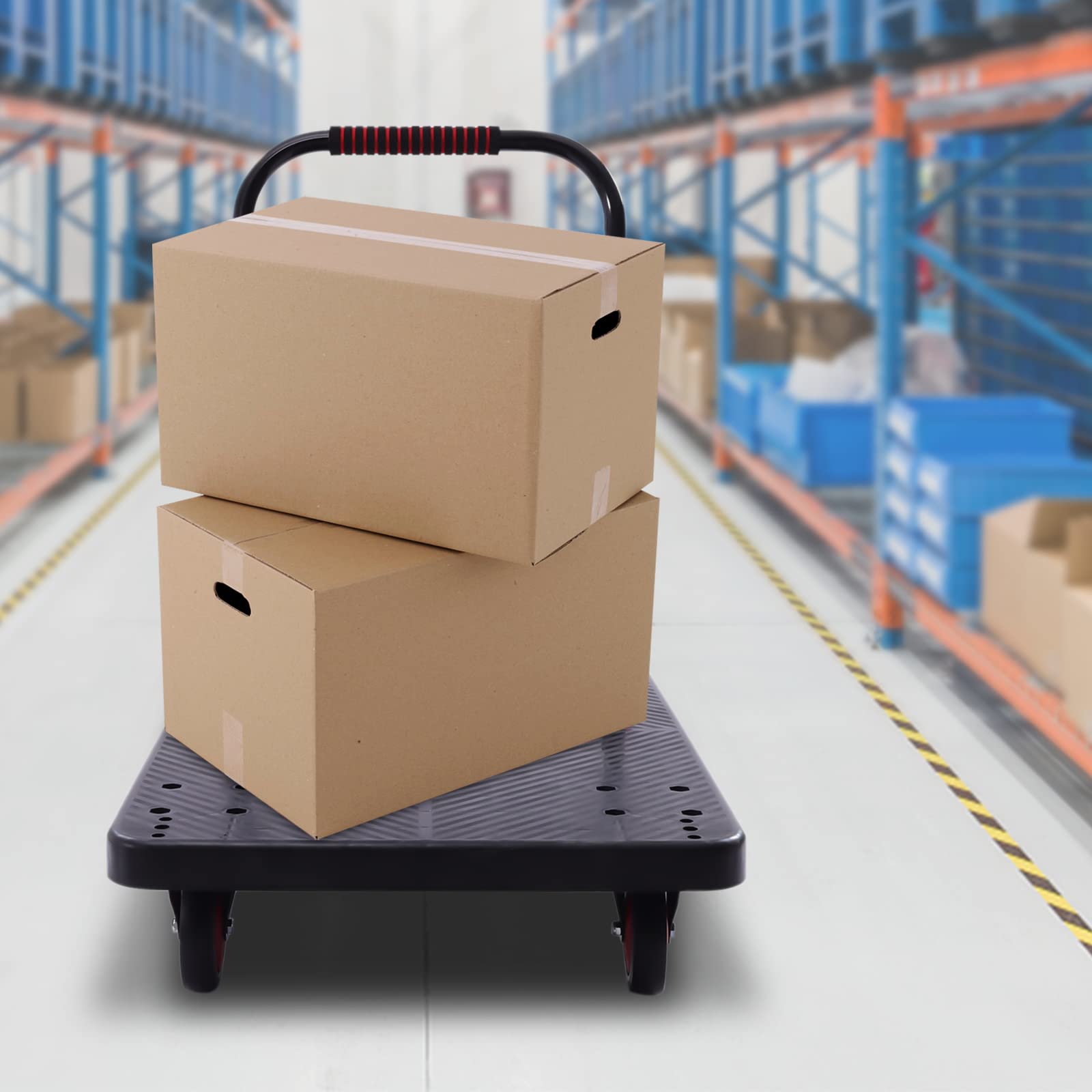 Klappbarer Transportwagen Plattformwagen Trolley Neues Modell Feststellbremse Transporthilfen Mit Lenkrollen Paketwagen Anti Rutsch Beschichtung Klappwagen Aus Stahl TragfäHigkeit 400Kg