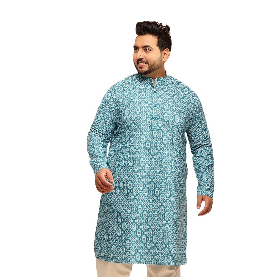 sojanya Plus (Since 1958) Men’s Cotton Blend Long Kurta | Floral Print for Navratri & Puja-picture-34