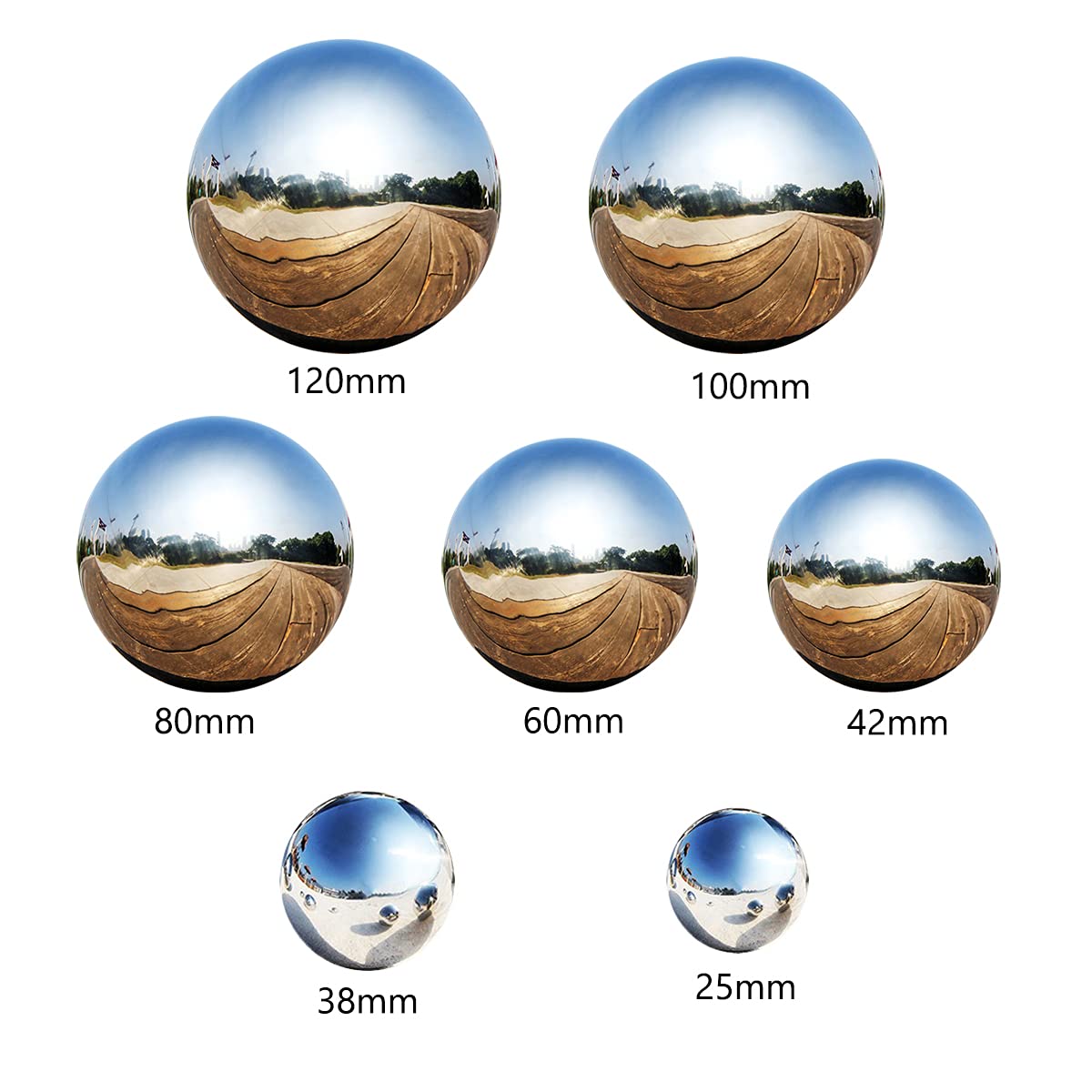 15 sztuk kulek ogrodowych ze stali nierdzewnej, pływające kule do stawu 25-120 mm, polerowane lustrzanie, puste kulki odbijające, kule do kontemplacji, bezszwowe kule dekoracyjne, kule