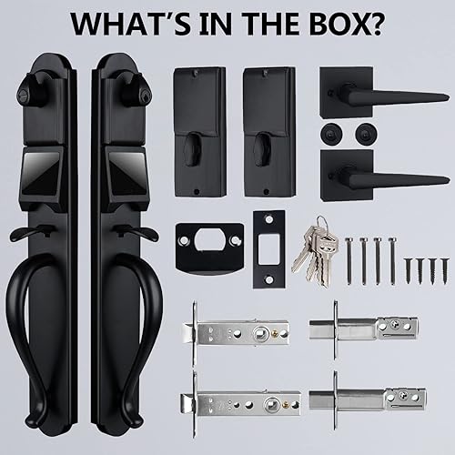 Miniatura 4 de Juego de cerraduras de puerta de entrada sin llave, juego de manijas de puerta doble inteligente resistente con teclado de pantalla táctil, llave