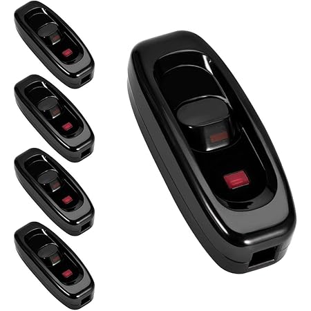 Amazon Com Inline Cord Switch 5 Pcs Appliance Switch 250v 10a Feed Through Switch Rocker Inline Switch For Electrical Cord Table Lamp Desk Light On Off Button Replacement With Led Indicator Black Pack Of 5