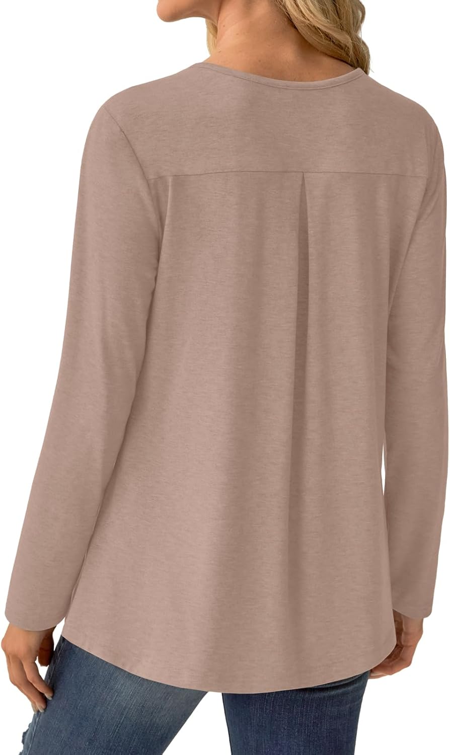 NORACORA Long Sleeve Pleated Tops for Women Dressy Casual Chic Crew Neck Blouses Shirts Loose Fit Trendy Fall Clothes 2025 - Image 5