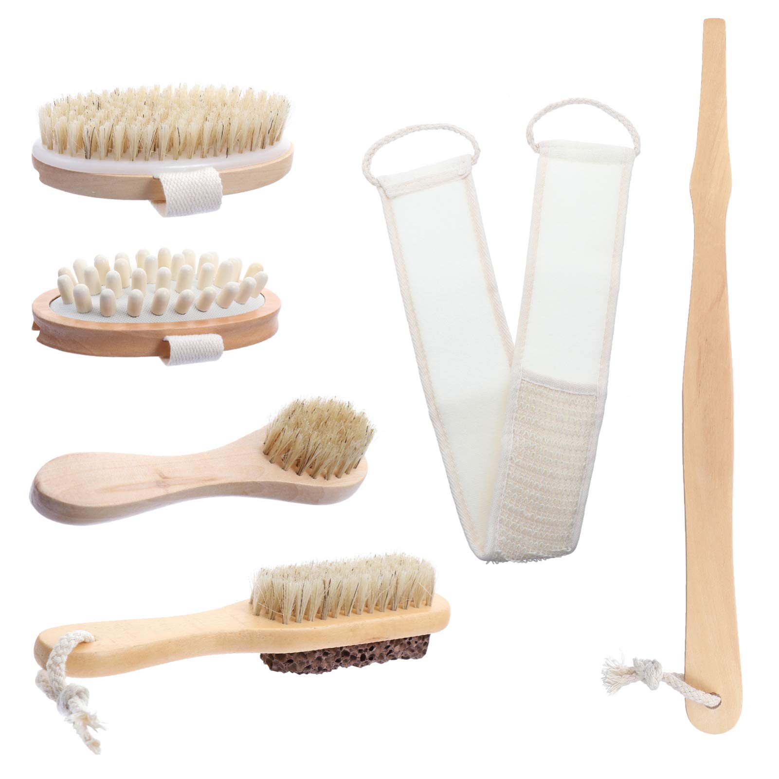 Healeved 6 Stück Spa mit Rückenpeelingbürste und Massagebürste und Nylon Inkl Schwamm Einfach Aufzuhängen für Bad und Dusche