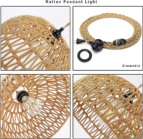 Interrupteur à intensité variable et suspension macramé avec étagère à plantes 3 niveaux