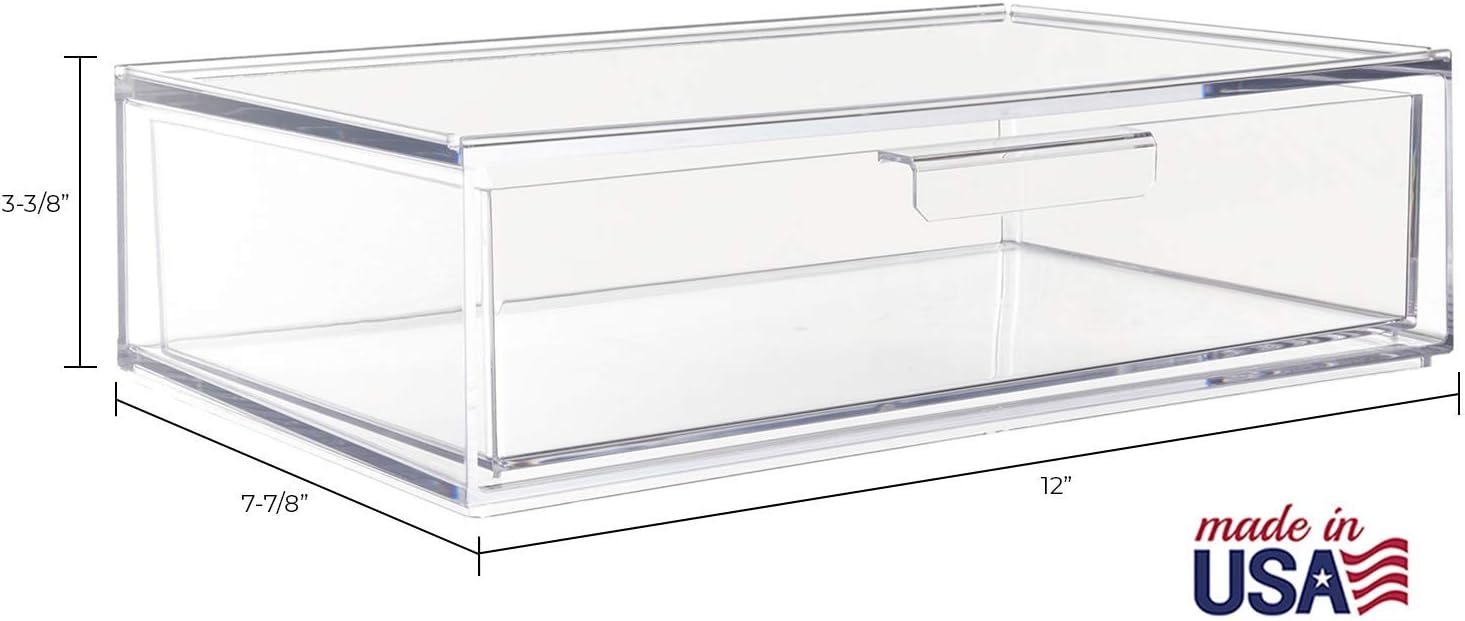 STORi Audrey Stackable Cosmetic Organizer Drawer 12" Wide | Clear : Beauty & Personal Care